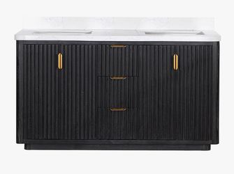Adela 60'' Double Bathroom Vanity with Cultured Marble Top