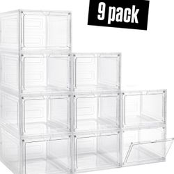 LXLXXL Storage Bins with Lids, 9 Pack Plastic Storage Containers with Magnetic Door