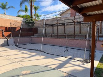 Complete 35ft Batting Cage w/ Frame + L-Screen – Fortress #42 Net