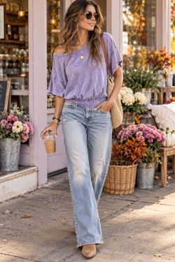 Free People Lavender Acid Wash Oversized Bodysuit XS