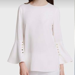 Calvin Klein off white top, with gold toned buttons