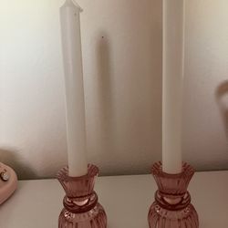 Pink Tapestry Candle Holders