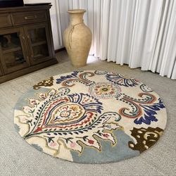 Floral Area Rug  5 x 5 ft  Round 