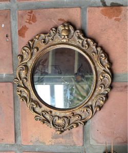 Round Ornate Gold Wall Mirror