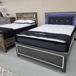 Lodanna Gray Queen LED Platform Bed