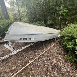 ALL THREE ITEMS TOGETHER 12 FT V Hull John Boat With Motor And Trailer 