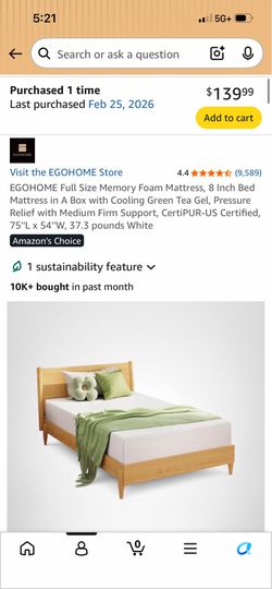 Full size memory foam mattress