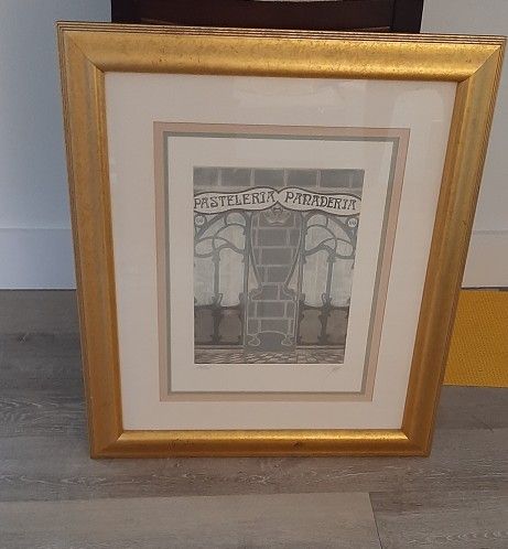 Gold Framed Art Signed And Numbered 24x28