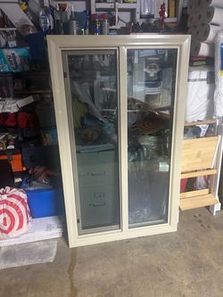 Double Pane Sliding Window Tan Frame