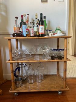 Bamboo Bar Cart Vintage
