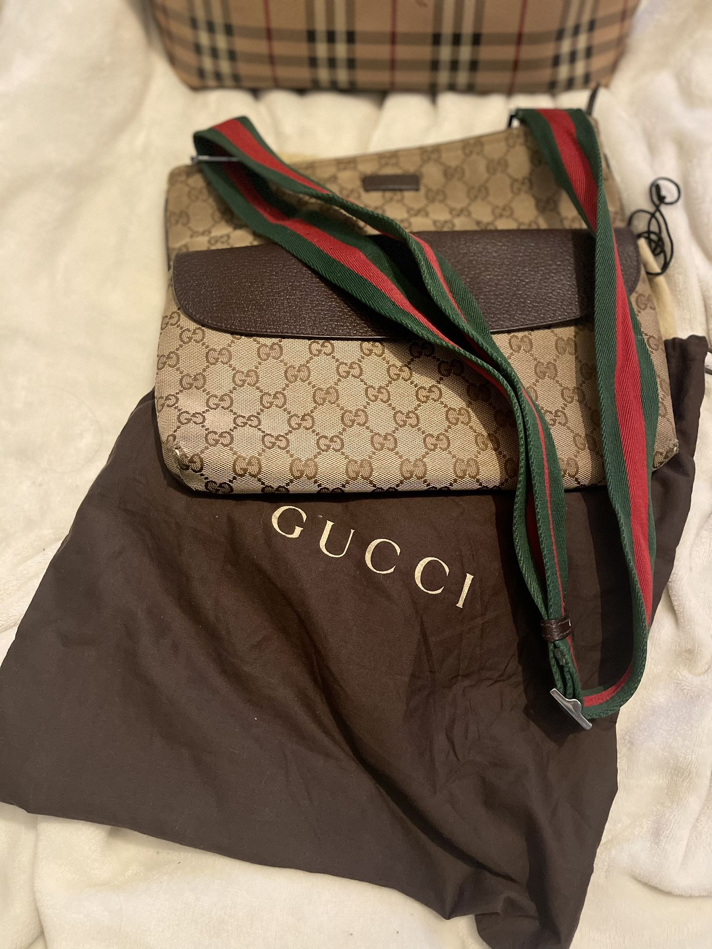 Gucci Beige/Brown Leather Crossbody Bag