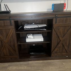 Wooden Tv Stand With Storage On Both Sides