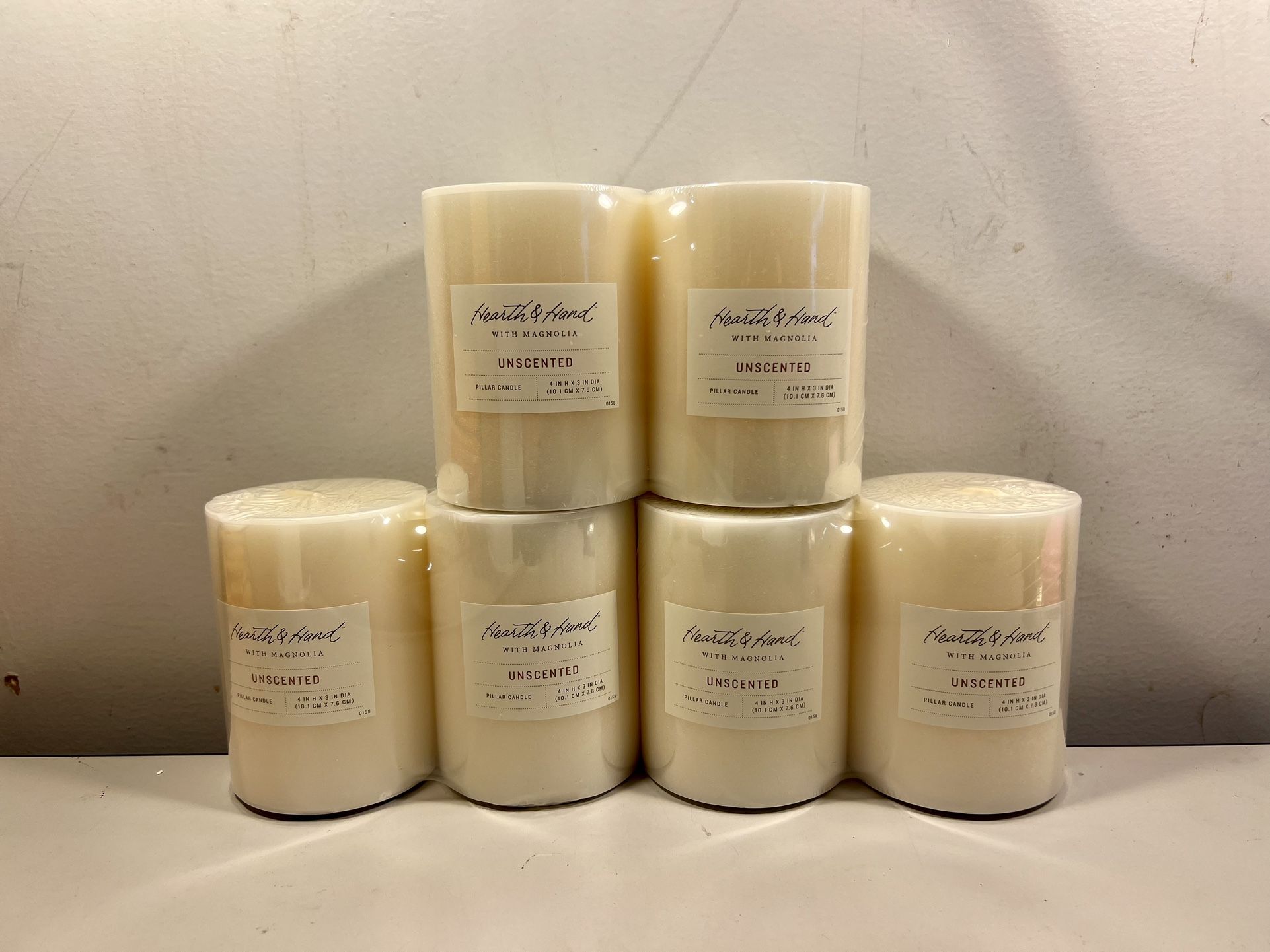 Pack Of 6 Unscented Pillar Candles 4”H x 3” dia