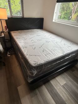 Queen bed frame with mattress all new furniture free delivery free installation