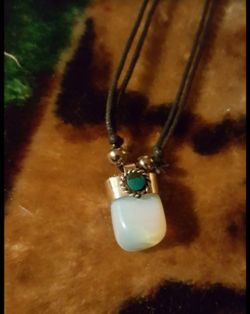 Moon Stone unisex adjustable necklace with turquoise from Machu Picchu Peru