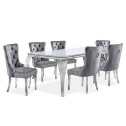 7 Pc White Glass Dining Table Set Brand New In Box