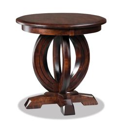 Amish Stockton Set (3) Contemporary Round Accent Tables Solid Wood