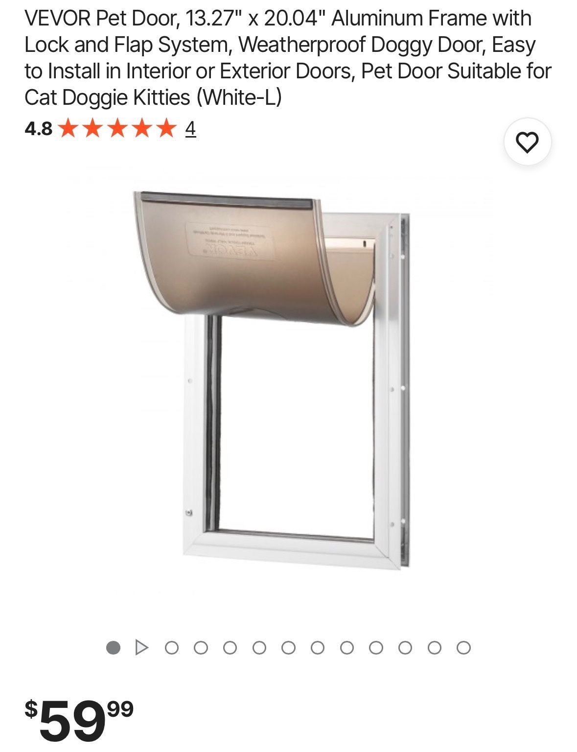 Pet Door, 13.27" x 20.04" Aluminum