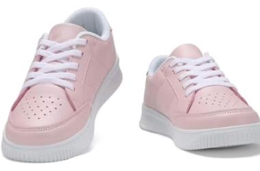 Pink Low-Top Lace-Up Sneakers
