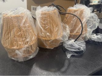 New set 3 wicker pendant lights