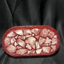 Red resin Tray Filled With A Vintage Japanese Vase