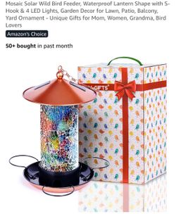 Solar Wild Bird Feeder - Mosaic Lantern Style