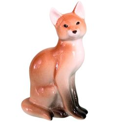 Vintage Lomonosov Porcelain Sitting Red Fox Figure Figurine Made in Russia LFZ
