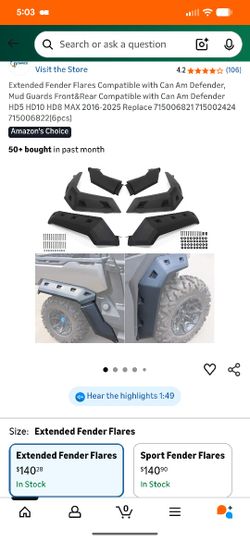 New Extended Fender Flares For 2016-2025 Can Am Defender