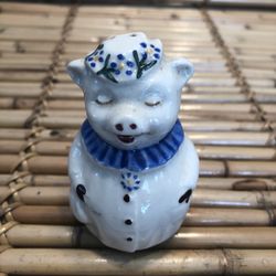 Shawnee Pottery WINNIE Pig Salt Pepper Shaker Mini 3" REPLACEMENT Green Flowers