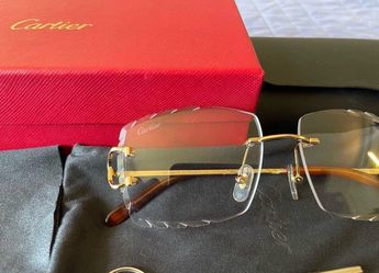 Cartier Glasses(Diamond Cut), Clear Lense, Gold Frame