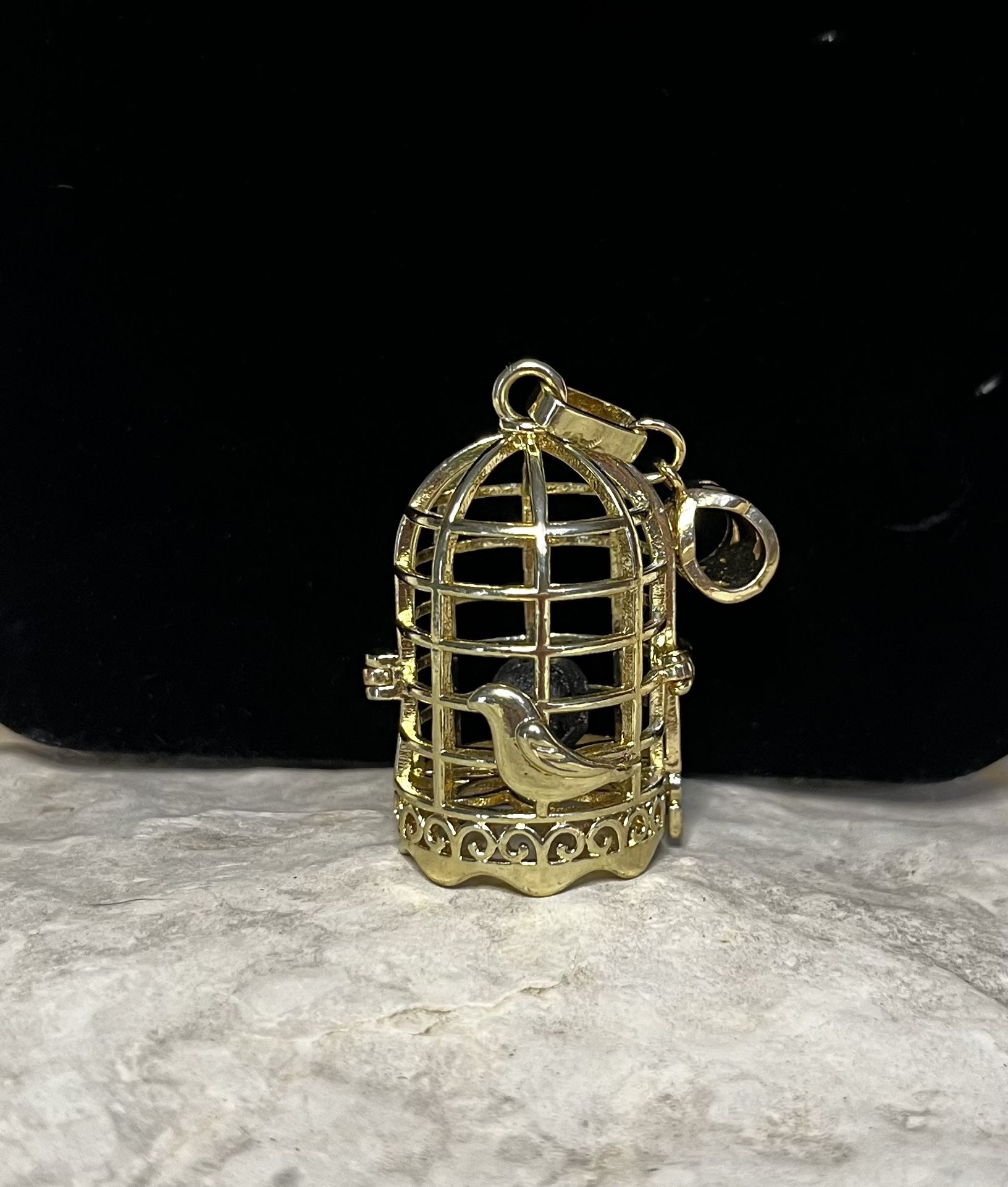 Gold Plated dollhouse Miniature Birdcage Pendant