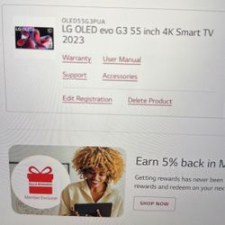 LG OLED Evo G3 55” Smart TV - Broken Panel 