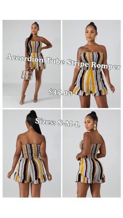 According tube striped romper
