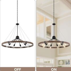 FARMHOUSE WAGON WHEEL CHANDELIER