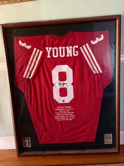 Steve Young Autographed Jersey Framed