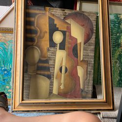 Wood Contemporary Art With Large Frame