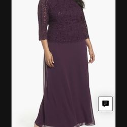 Formal dress.  Plum. 14W. Altered To 5’4”