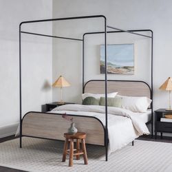 Brand New Queen Size Canopy Platform Bed Frame with Headboard and Footboard