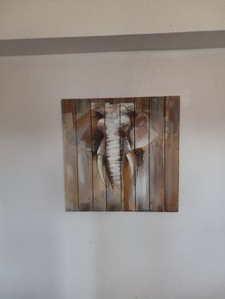 Elephant Hand Painted Pallet Crate Style Frame