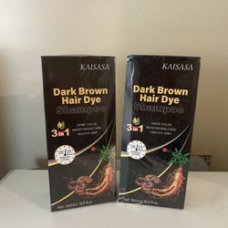 3-in-1 Dark Brown Hair Dye Shampoo (2 Bottles)
