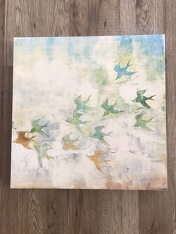 Canvas Art/ Pastel Birds 16”x16”