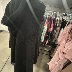 Black cape with hoodie