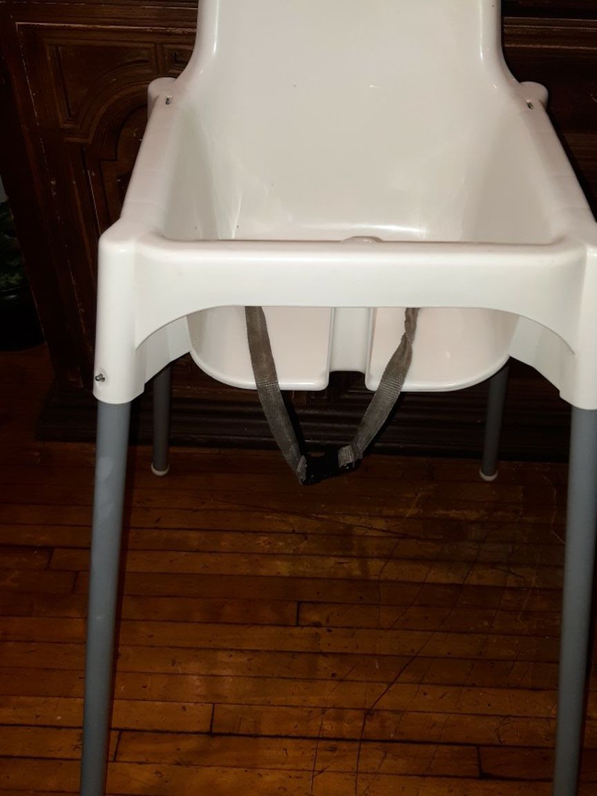 Ikea ANTILOP High Chair With Tray White/ Silver Color