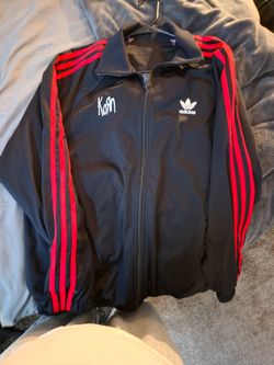 Korn Adidas tracksuit black with red stripes NWT