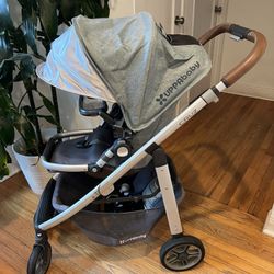 Uppababy Cruz Stroller - Seat With Frame, Eating Tray, Leather Handle  And Sun Canopy