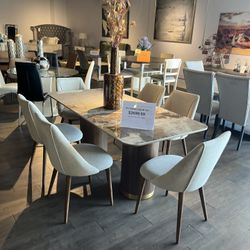 Brown Marble 7pc Dining room set