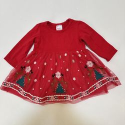 Hanna Anderson Infant Girls 3-6m Christmas Red Holiday Reindeer Dress