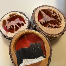 $20 each Custom Made Hand Carved  Wood Moose Cat Hummingbird Night Light Lights