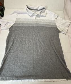 Van Heusen L polo shirt striped white gray shirt