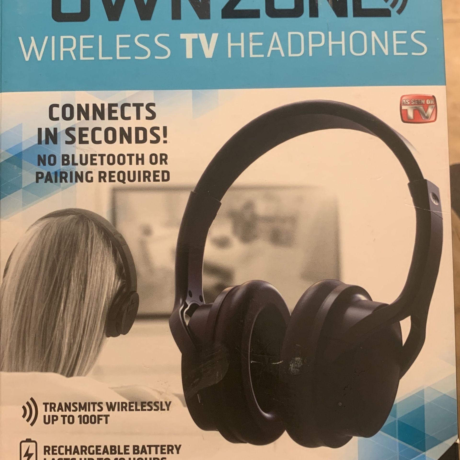 OwnZone Watch TV Over Head Ears Headphones 2.4ghz Wireless Own Zone WN061112